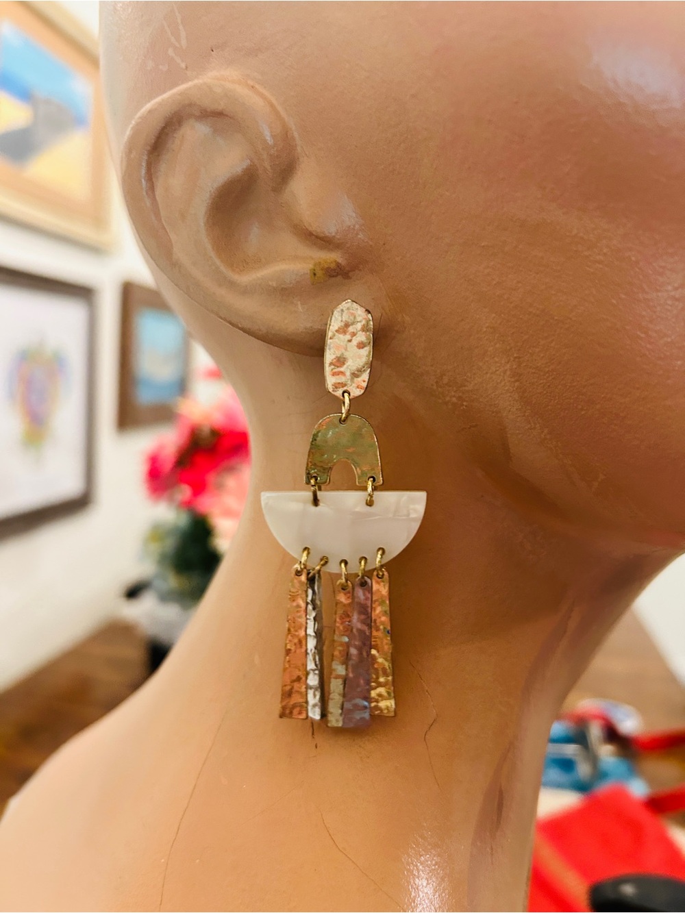Handcrafted Mixed-Metal Dangle Earrings